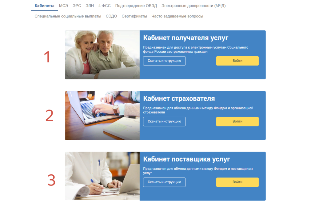 Электронные кабинеты СФР