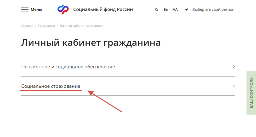 Личный кабинет граданина социальное страхование